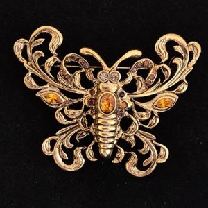 Exquisite Butterfly Brooch Signed Craft/Gem-Craft Gene Verri